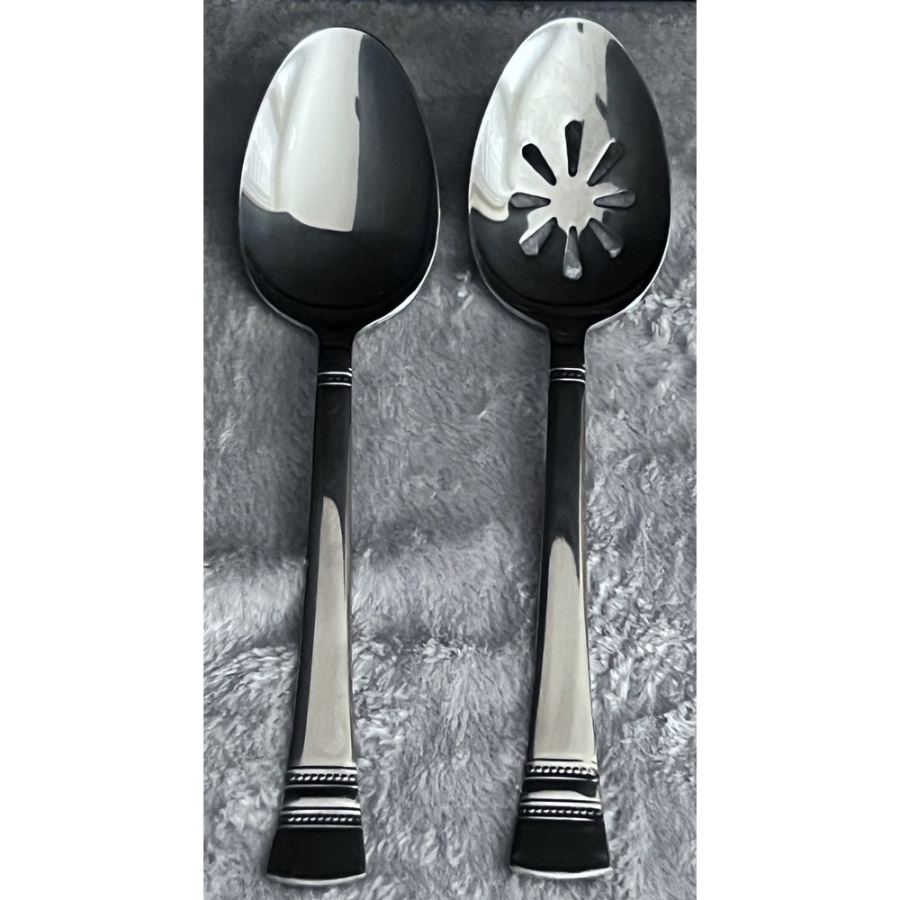 Pfaltzgraff‎ Rope Twist 18/0 Stainless 2-9" Serving Spoons Braided Band Pattern